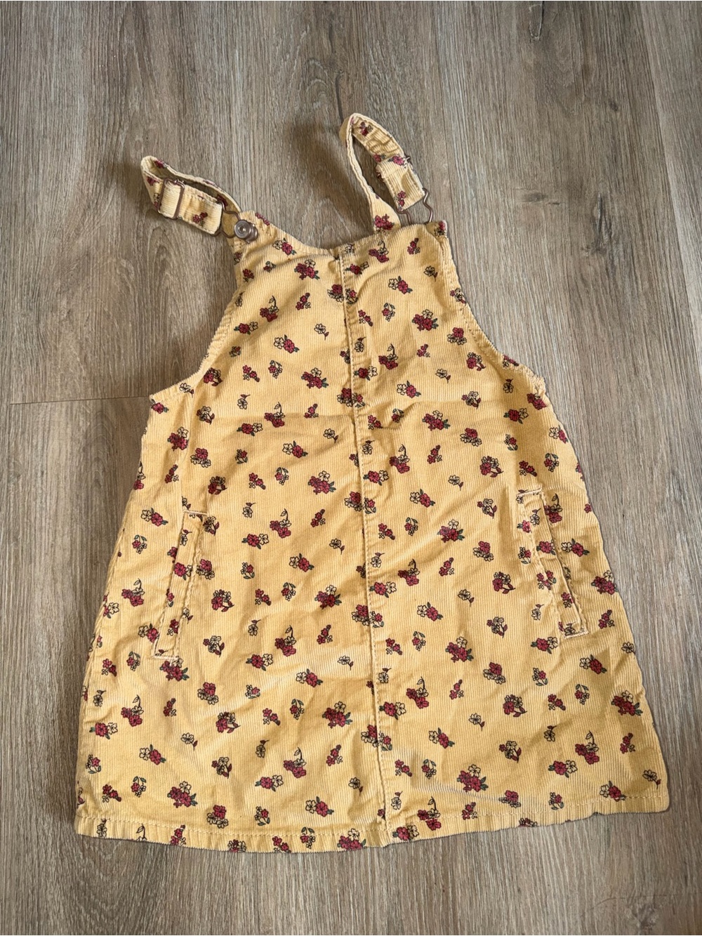 wonder nation Yellow Floral Corduroy Overall Dress
